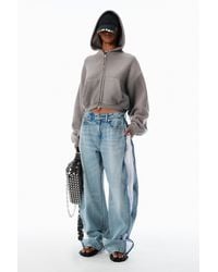 Alexander Wang - Bleach Blue Denim And Mesh Zipper Pants - Regular - Lyst
