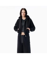 Alexander Wang - Cotton Terry Hoodie With Crystal Hotfix Drawcord - Lyst