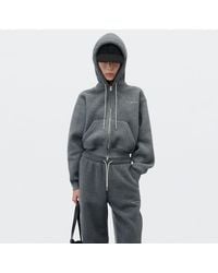 Alexander Wang - Crystal Drawcord Shrunken Zip-Up Hoodie - Lyst