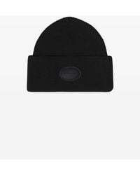 logo earmuff beanie in ribbed wool stretch in BLACK