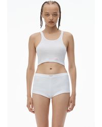 Alexander Wang - Crystal Hotfix Cropped Racer Tank Tee - Lyst