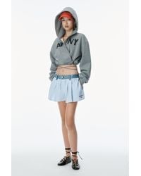 Alexander Wang - Cotton Oxford Boxer-style Shorts With Denim Waistband - Lyst