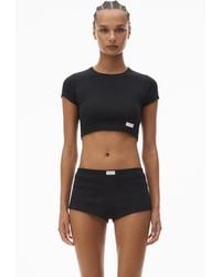 Alexander Wang - Crystal Hotfix Short-sleeve Cropped Tee - Lyst