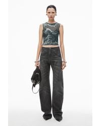 Alexander Wang - Clear Crystal Hotfix Moto Pant In Cotton Denim - Lyst