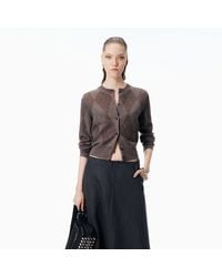 Alexander Wang - Crystal Hotfix Wool-Blend Argyle Cardigan - Lyst