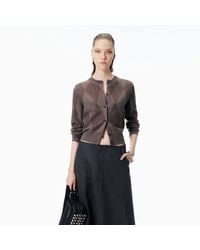 Alexander Wang - Crystal Hotfix Wool-Blend Argyle Cardigan - Lyst