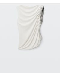 Alexander Wang - Sleeveless Top W/ Hotfix Twist Drape - Lyst