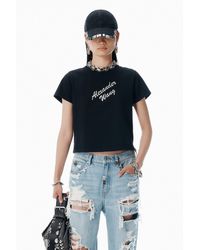 Alexander Wang - Black Crystal Hotfix & Cotton Logo Tee - Lyst