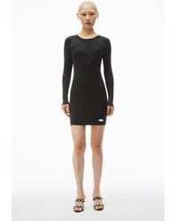 Alexander Wang - Long Sleeve Loungewear Dress In Ribbed Cotton - Lyst