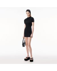 Alexander Wang - Ruched Logo Short Sleeve Mini Dress - Lyst