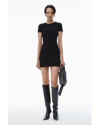 Alexander Wang - Logo Jacquard Stretch Short Sleeve Mini Dress - Lyst