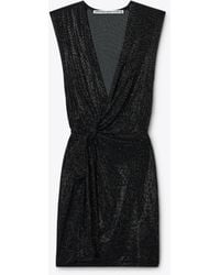 Alexander Wang - Crystal Hotfix Knotted Deep V-Neck Tank Dress - Lyst