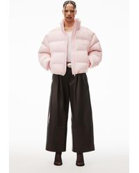 Alexander Wang - Cropped Puffer Coat With Reflective Logo - Lyst