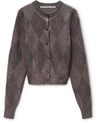 Alexander Wang - Crystal Hotfix Wool-Blend Argyle Cardigan - Lyst