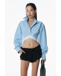 Alexander Wang - Cropped Shirt In Organic Cotton With Logo Elastic - Lyst
