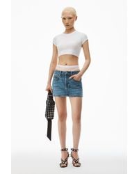 Alexander Wang - Crystal Hotfix Pre-styled Denim Miniskirt - Lyst