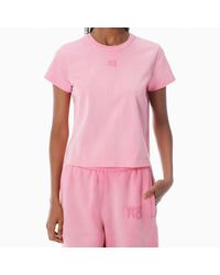 Alexander Wang - Shrunken Cotton Tee With Logo - Lyst