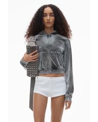 Alexander Wang - Shrunken Zip-up Hoodie In Crushed Velour - Lyst