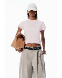 Alexander Wang - Pink Cotton Shrunken Logo Tee - Lyst