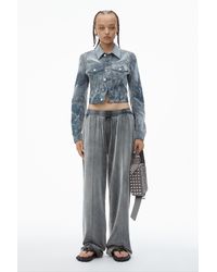 Alexander Wang - Slim Flocked Trucker Jacket With Lasered Cloud Print - Lyst