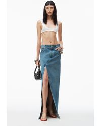 Alexander Wang - Bonded Long Crossover Skirt In Denim - Lyst