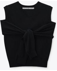 Alexander Wang - Layered V-Neck Vest With Tie-Front Cardigan Detail - Lyst