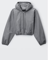 Alexander Wang - Shrunken Hoodie Jacket W/ Rhinestone Drawcord - Lyst