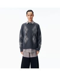 Alexander Wang - Studded Argyle Crewneck Pullover - Lyst