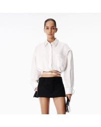 Alexander Wang - Crystal Hotfix Stud Cropped Shirt - Lyst