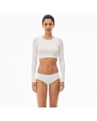 Alexander Wang - Cropped Long-Sleeve Tee - Lyst