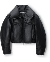 Alexander Wang - Leather Funnel-Neck Puffer Jacket - Lyst