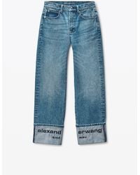 【関税&送料込】Alexander Wang Blow Up Jeans In Denim Logo-Embossed Balloon Jeans in VINTAGE LIGHT INDIGO