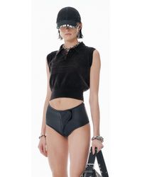Alexander Wang - Black Cotton-blend Chenille Logo Polo - Lyst