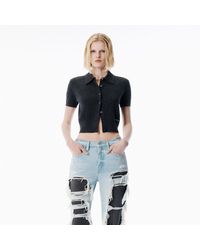 Alexander Wang - Wool Short Sleeve Polo Cardigan - Lyst