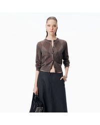 Alexander Wang - Crystal Hotfix Wool-Blend Argyle Cardigan - Lyst