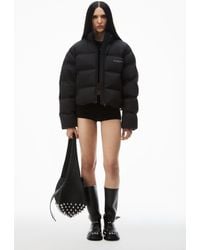 Alexander Wang - Jacquard Channel Cropped Puffer W/ Reflective Logo - Lyst