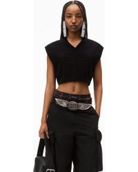 Alexander Wang - Logo Embossed Cropped Vest In Soft Chenille - Lyst