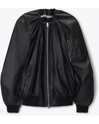 Alexander Wang - Leather Scoop Neck Bomber Jacket - Lyst