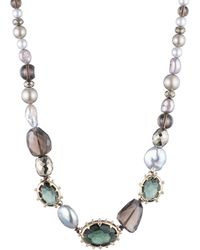 Alexis Bittar Georgian Stone Beaded Single Strand Necklace - Metallic