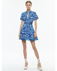 Alice + Olivia - Lucy Rolled Sleeve Mini Shirt Dress - Lyst