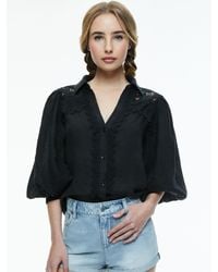 Alice + Olivia - Venty Button Front Blouse - Lyst