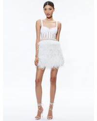 Alice + Olivia - Xia Sheer Bustier Feathered Mini Dress - Lyst