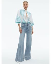 Alice + Olivia - Loryn Embroidered Button Down Blouse - Lyst