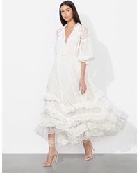 Alice + Olivia Rosalee Eyelet Maxi Dress in Red | Lyst