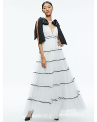 Alice + Olivia - Jessalyn Bow Strap Tiered Maxi Gown - Lyst