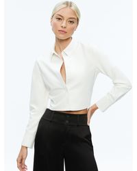 Alice + Olivia - Leon Cropped Vegan Leather Button Down - Lyst