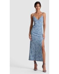 Alice + Olivia - Julietta Denim Midi Dress - Lyst