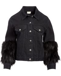 Alice + Olivia Jacket With Faux Fur Sleeve - Black