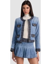 Alice + Olivia - Landon Cropped Denim Jacket - Lyst