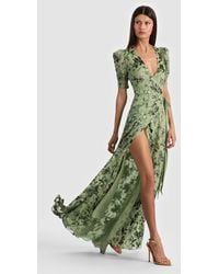 slim fit dress slacks GRACE Square Neck Embellished Cape Sleeve Maxi Dress in Emerald Green main image 1